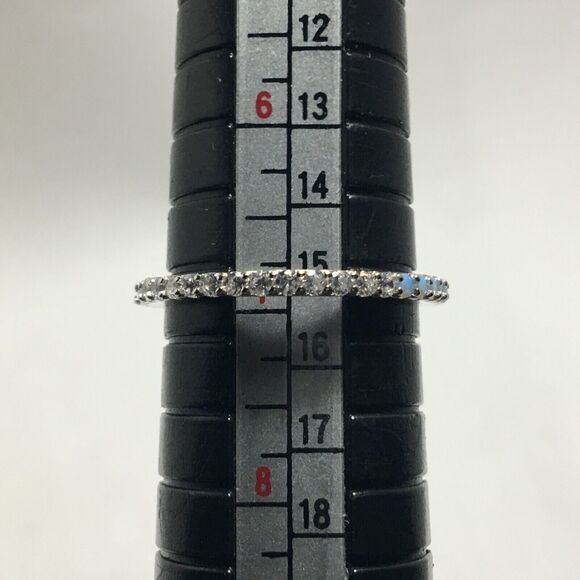 Sterling Silver Eternity Ring Size 7 Light Blue Lab Created Simulated Opal CZ - Picture 4 of 16